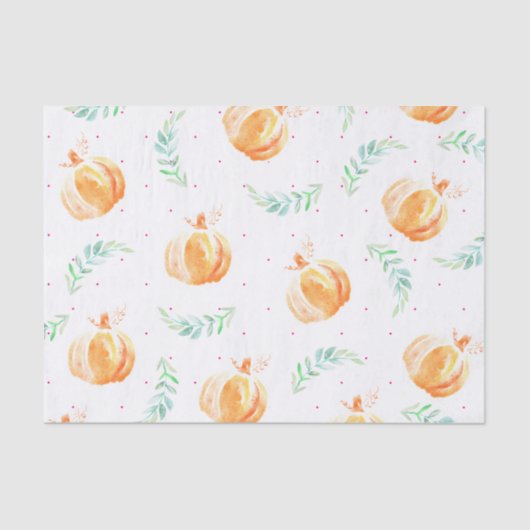 Aquarell-Herbst-Fall-Kürbise u. Lorbeer Seidenpapier (Vorderseite)