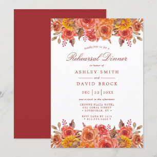 Aquarell Herbst Floral Rustikale Probe Dinner Einladung