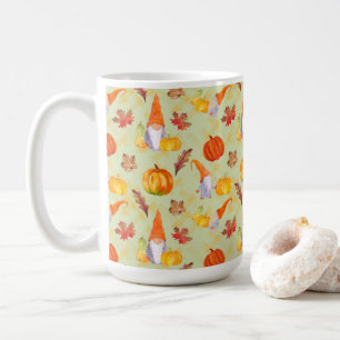 Aquarell Herbst Gnome, Kürbisse und Blätter Kaffeetasse