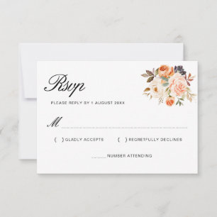 Aquarell Herbst Gold Blush Floral RSVP Karte
