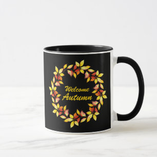 Aquarell Herbst Herbstlaub Schwarz Tasse
