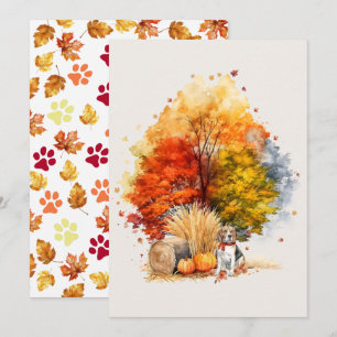 Aquarell-Herbst-Hund-Design - Beagle Karte