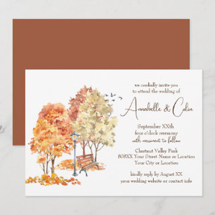 Aquarell Herbst im Park Hochzeit Einladung