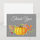 Aquarell-Herbst-Kürbis-Grau-Dankeschön-Karte Dankeskarte (Vorne/Hinten)
