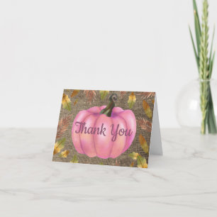 Aquarell Herbst-Kürbis-Jute-Rosa-Dankeskarten Dankeskarte