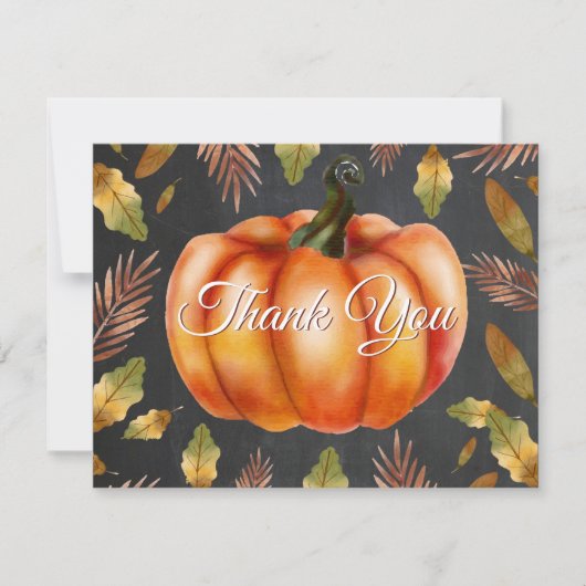 Aquarell-Herbst-Kürbis-Orange-Dankeschön-Karte Dankeskarte (Vorderseite)