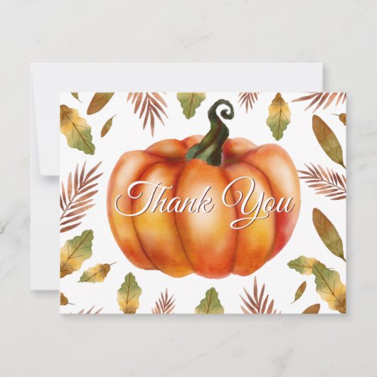 Aquarell-Herbst-Kürbis-Oranger Dankeskarten-Entwur Dankeskarte (Vorderseite)