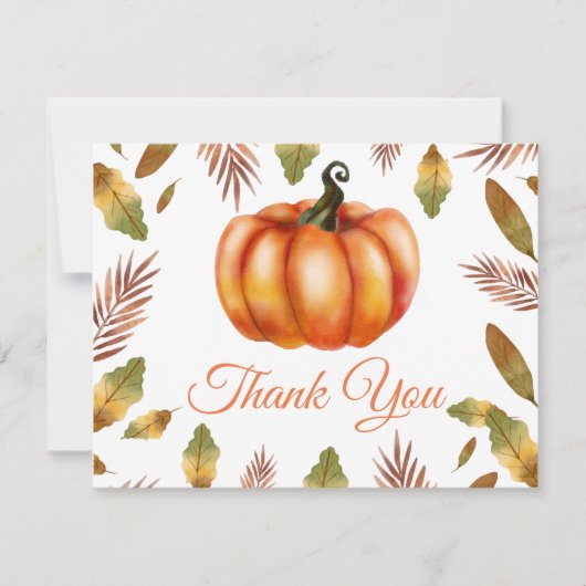 Aquarell-Herbst-Kürbis-Orangeton-Dankeskarten Dankeskarte (Vorderseite)