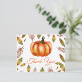 Aquarell-Herbst-Kürbis-Orangeton-Dankeskarten Dankeskarte (Stehend Vorderseite)