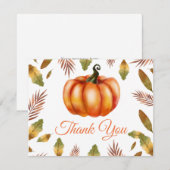 Aquarell-Herbst-Kürbis-Orangeton-Dankeskarten Dankeskarte (Vorne/Hinten)