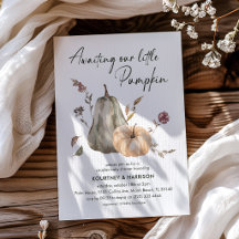 Aquarell Herbst-Kürbis-Paar-Baby-Party