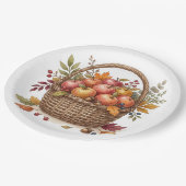 Aquarell Herbst Thanksgiving Apfelkorb Pappteller (Schrägansicht)