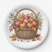 Aquarell Herbst Thanksgiving Apfelkorb Pappteller (Vorderseite)