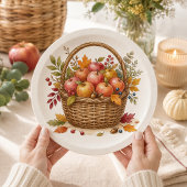 Aquarell Herbst Thanksgiving Apfelkorb Pappteller