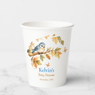 Aquarell Herbst Waldvogel & Herbstlaub Pappbecher