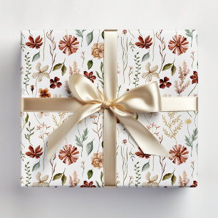 Aquarell-Herbst-Wildblumengarten-Blumenmuster Geschenkpapier