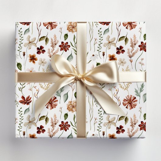 Aquarell-Herbst-Wildblumengarten-Blumenmuster Geschenkpapier Set