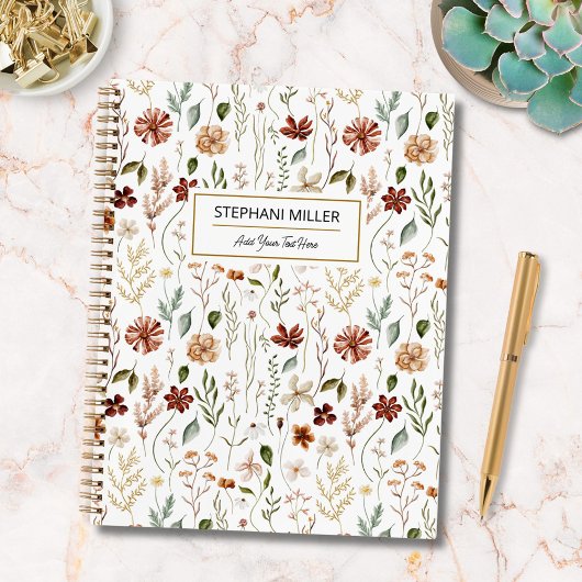 Aquarell-Herbst-Wildblumengarten-Blumenmuster Notizblock