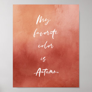 Aquarell Herbst Zitat Verbranntes Orange Poster (M