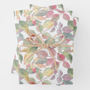Aquarell Herbstblätter Botanische Natur Geschenkpapier Set