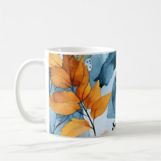 Aquarell Herbstblätter Kaffeetasse