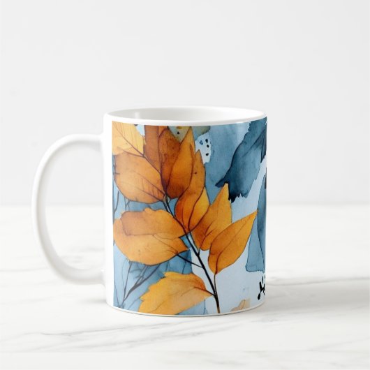 Aquarell Herbstblätter Kaffeetasse (Links)