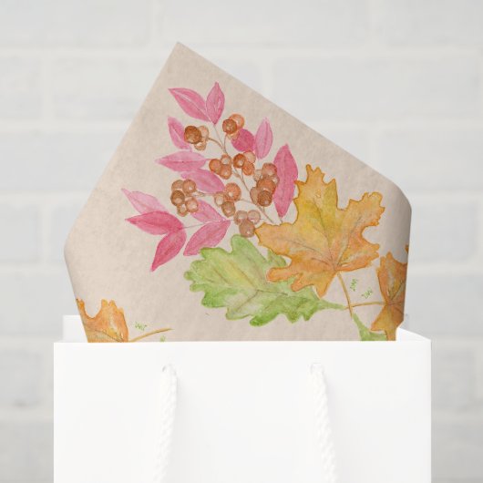 Aquarell Herbstblätter und Beeren Papier (Geschenktüte)