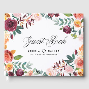 Aquarell Herbstblüten Florale Hochzeit Gästebuch