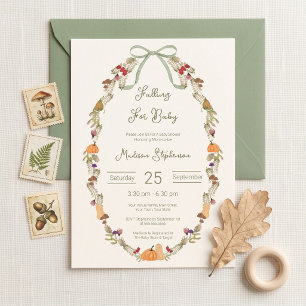 Aquarell Herbstkranz Falling for Baby Shower Einladung