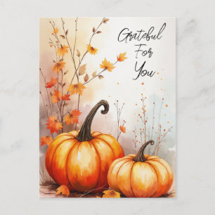 Aquarell Herbstkürbisse Dankbar Postkarte