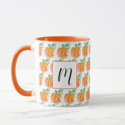 Aquarell Herbstkürbisse Orange Anfangsname Tasse (Links)