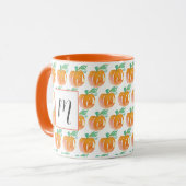 Aquarell Herbstkürbisse Orange Anfangsname Tasse (Vorderseite Links)