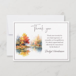 Aquarell-Herbstlandschaft See Trauerfeier Dankeskarte