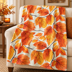 Aquarell Herbstlaub – Lebendiges Herbstlaub Fleecedecke