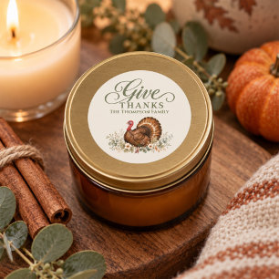 Aquarell Herbstlaub Thanksgiving Truthahn Runder Aufkleber
