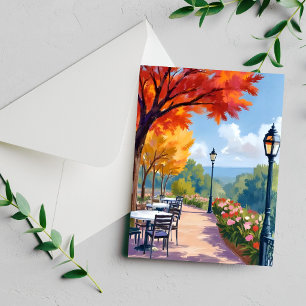 Aquarell-Herbstlaubkarte für einen Spaziergang im
