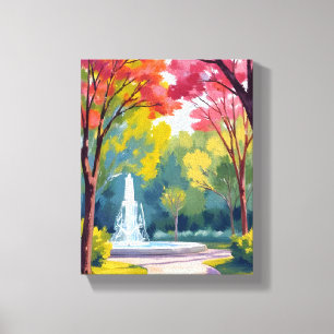 Aquarell Herbstpark mit Herbstlaub Leinwanddruck
