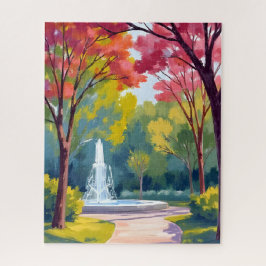 Aquarell Herbstpark mit Herbstlaub Puzzle