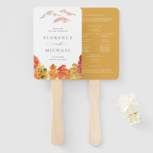 Aquarell Herbstwald Hochzeitsprogramm Fächer