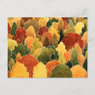 Aquarell-Herbstwaldlandschaft Feiertagspostkarte