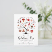 Aquarell-Herz-Baum-Galentine  Postkarte (Stehend Vorderseite)