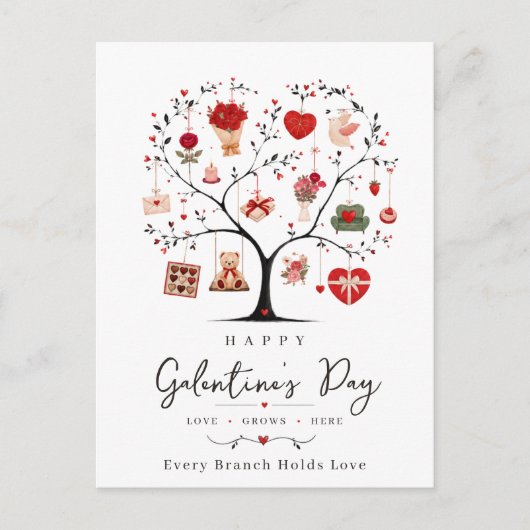 Aquarell-Herz-Baum-Galentine Postkarte (Vorderseite)