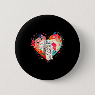 Aquarell Herz Blumen Dialyse Krankenschwester Neph Button