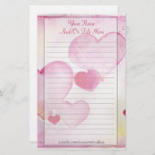 Aquarell-Herz-Briefpapier Briefpapier (Vorne/Hinten)