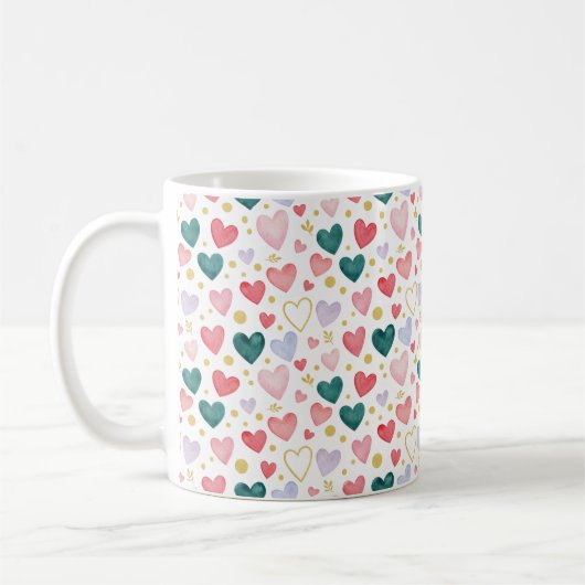 Aquarell-Herz-Jubiläum Kaffeetasse (Links)
