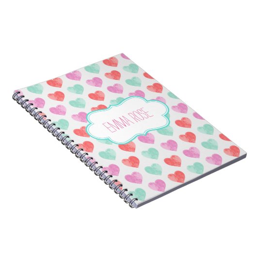 Aquarell-Herz-Notizbuch Notizblock (Rechte Seite)