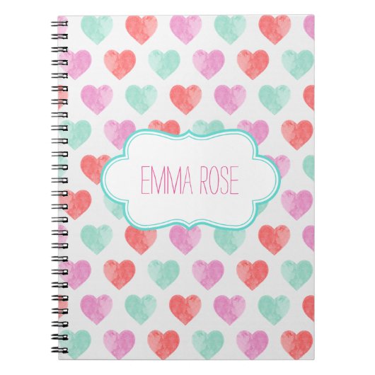 Aquarell-Herz-Notizbuch Notizblock (Vorderseite)