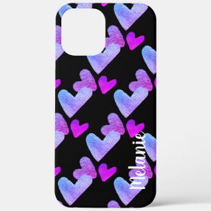 Aquarell-Herzen Lila Rosa Fettes Monogramm Case-Mate iPhone Hülle