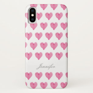 Aquarell-Herzen mit Namensfall iPhone X Hülle