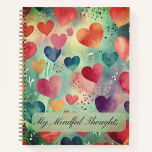 Aquarell-Herzen Muster Notizbuch